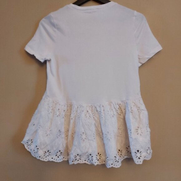 Kate Spade Peblum eyelet lace flounce tee top - Picture 7 of 8